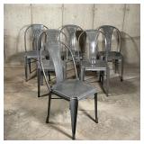 (6pc) IRON DINING CHAIRS | Farmhouse / industrial chic metal dining side chairs with subtle grey...