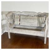 PRIVILEGE STORAGE BENCH | Distressed white washed finish, the seat lifts to reveal a storage space