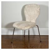 Round "Ivory Fur" upholstered desk chair (32 x 17 x 21 in.), from Pottery Barn Kids