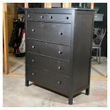 CHEST of DRAWERS | Dark stained wood tall dresser, having two small drawers over four larger drawers