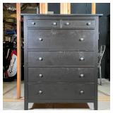 CHEST of DRAWERS | Dark stained wood tall dresser, having two small drawers over four larger drawers