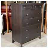 TALL CHEST of DRAWERS | Dark stained wood dresser, having two small drawers over four larger drawers