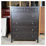 TALL CHEST of DRAWERS | Dark stained wood dresser, having two small drawers over four larger drawers