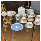 WEDGWOOD, PORCELAIN, ETC. | Including a gilt set of teacups, cream and sugar, a wedgwood plate, thre