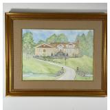 BARBARA BELLIN (American, 29th Century) | Mixed media "house portrait" drawing of a home, signed low