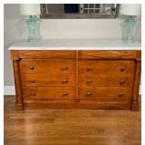 DIRECTOIRE STYLE DOUBLE DRESSER | Made in Italy for Bloomingdales, white marble top over three drawe