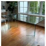 L-shaped supports and a rectangular top; h. 28-1/2 x w. 78-1/2 x d. 39-1/2 in.