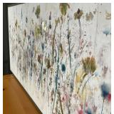  abstract display of flowers, with gilt highlights; overall 21-1/2 x 41 in. (frame)