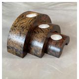 BURLED WOOD NESTING CANDLE HOLDERS | 4 x 8 in.