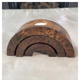 BURLED WOOD NESTING CANDLEHOLDERS | 4 x 8 in.