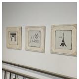 (3pc) PARISIAN DECORATIVE PRINTS | Showing the Arc de Triomphe, the Eiffel Tower, and one with "Pari