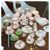 ESTATE LOT PORCELAIN | Including teacups and saucers, a bowl, salt and peppers, pair porcelain night