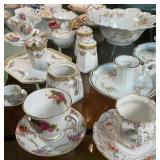 ESTATE LOT PORCELAIN | Including teacups and saucers, a bowl, salt and peppers, pair porcelain night