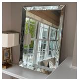 PAIR BEVELED GLASS MIRRORS | Excellent condition and clean, with paneled beveled mirror frames; 40 x
