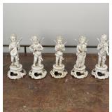 PORCELAIN CHERUB BAND | each playing an instrument; h. 5-3/4 in.