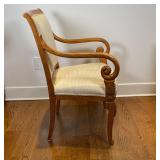 elmwood with scroll armrests; 30 x 23 x 23 in. (one armrest with clean separation - could easily be 