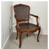 CANE ARMCHAIR | french style with cabriole legs; 36 x 24 x22 in.