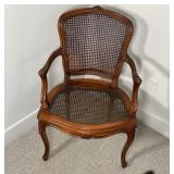 CANE ARMCHAIR | french style with cabriole legs; 36 x 24 x22 in.