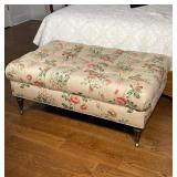 TUFTED OTTOMAN | Floral upholstery; 19 x 48 x 30 in.