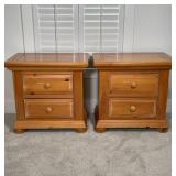PAIR BROYHILL NIGHTSTANDS | Each with two drawers with wooden pulls; h. 25 x 26 x 17 in.