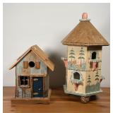 (2pc) HANDMADE BIRDHOUSES | Including a Melanie Ingrid birdhouse, and a Mills River, Ind. Birdhouse;
