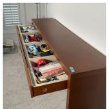 LONG SIDE TABLE | single long drawer with four molded compartments; 35-1/2 x 75 x 17 in.