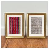 PAIR FRAMED SOUTH AMERICAN PATTERNS | One framed colorful piece of fabric and one monochrome print; 