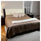 QUEEN SIZE BED | With padded headboard and wood frame; 84 x 80 x 24 in. (bed); 49 x 80 in. (headboar