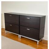 PAIR FILING CABINETS | Open hanging shelves; h. 37 x 34 x 18 in. each cabinet