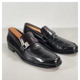 SALVATORE FERRAGAMO DARK BROWN LEATHER LOAFERS | with strap; Size 9-1/2 D