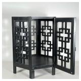 ASIAN STYLE SIDE TABLE | Hexagonal shape with openwork sides and a door for inside storage; h. 20 x 
