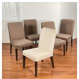 (5pc) DINING CHAIRS | Ikea - Henriksdal; Four with a beige cover and one with white cover