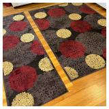 PAIR RUGS | Sapair textured faux silk rugs; 5 ft. 3 in. x 7 ft. 6 in. and 2 ft. 6 in. x 8 ft. 2 in.