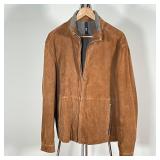 ZEGNA SPORT SUEDE JACKET | Brown suede with fleece lining; no apparent size; l. 29 in.