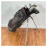 GOLF CLUBS AND BAG | Ogio golf bag with King Cobra II clubs (3 through 9), Cleveland sand wedge, Hog
