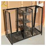 GOLF STORAGE RACK | Metal and wire frame, space for two bags and shelves in the middle; 32 x 38 x 17