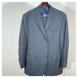CALVIN KLEIN 2-PIECE SUIT | Navy pinstripe; approx size Jacket 38 / Pants 32 x 40