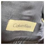 CALVIN KLEIN 2-PIECE SUIT | Navy pinstripe; approx size Jacket 38 / Pants 32 x 40