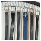 (6pc) SALVATORE FERRAGAMO BELTS | Size 38; four black leather belts with some wear, one blue suede b