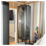 METAL AND GLASS DISPLAY CABINET | Powder coated metal with glass on three sides; h. 87 x 24 x 15-1/2