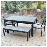 IKEA OUTDOOR DINING SET | with two armchairs and two benches; 30 x 63 x 39 in. (table); damage to on
