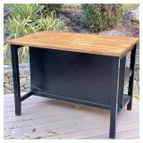 BUTCHER BLOCK STYLE BAR | sealed top on a black painted substructure - currently used outdoors; 36 x