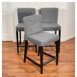 (3pc) BARSTOOLS | Ikea - Henriksdal; black wood frames with dark grey covers 