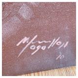 MOJO HON | Red and black abstraction on a desolate foreground, signed lower right dated 10; 27 x 62-