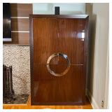 DECO STYLE BAR CABINET | Having four doors, fitted interior with mirrored back, drawers, and cubby h