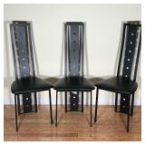 (3pc) CONTEMPORARY DINING CHAIRS | By Amisco Industries, 1997; black chairs with high narrow backs; 