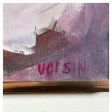 acrylic on canvas, framed; signed "VOISIN" lower right, with a sketch/study on verso; overall 19 x 1
