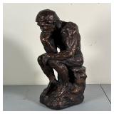 COMPOSITION THINKING MAN | Small sculpture of a man seated in thought; h. 16 in.