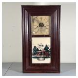 LOOKING GLASS CLOCK | Weight driven movement (not included); single door, mahogany veneer case with 
