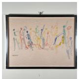 ABSTRACT WATERCOLOR | Colorful abstract watercolor painting on paper depicting a group of human mode
